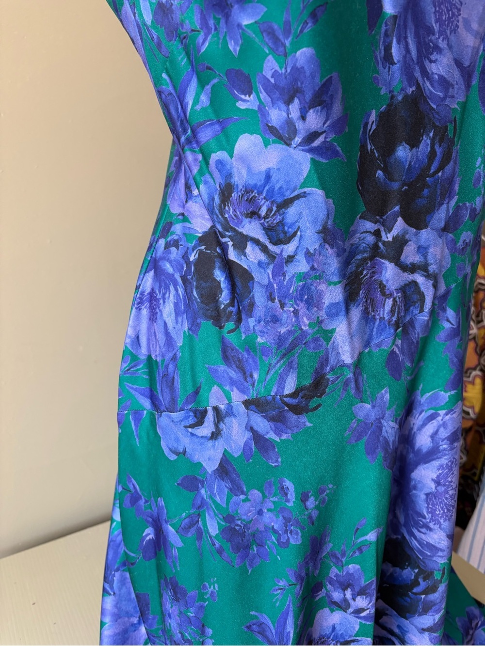 Connected apparel Green Blue Floral slip Dress Sz 12 Romantic Feminine fairycore - Picture 6 of 12